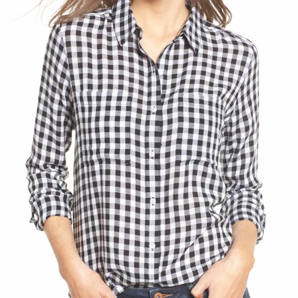 BP Black and White Gingham Button Down - Size XS